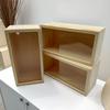 1 pz Scatola Estraibile in Pino con Coperchio Scorrevole Scatola di Legno Trasparente Scatola Portaoggetti Display Fai da Te Vetrina per Esposizione di Giocattoli e Figure Accessori per la Casa