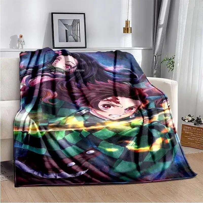Anime Demon Slayer Kimetsu no Yaiba Fleece Blanket Nezuko Kamado Tanjiro Kamado Soft Bedding Bedspread Sofa Warming Cover