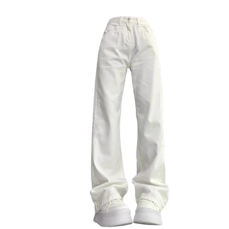 Women's High-Waist White Jeans - Spring/Summer 2025 Collection: Drape Casual, Narrow Straight, or Wide-Leg Mopping Styles.