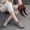 Chaussures Pointues Plates à Talon Bas en Cuir Véritable Chaussures Slip-on Mode et Polyvalentes pour Femmes