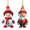 2 Pcs Christmas Ornaments Cartoon Snowman Santa Claus Acrylic Pendant Xmas Tree Hanging Decoration for Holiday Party Decor Car Accessories