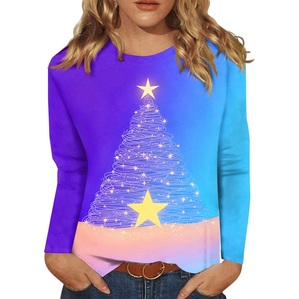 Women's Loose Comfortable Casual Fashion V-Neck Christmas Print Long Sleeve Hoodie