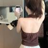 Summer New Spice Girl Style Neck Sling Vest Women's Backless Design Sense Slim Skinny Versatile Top