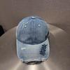 American retro washed old ripped baseball cap women's summer sunshade letter embroidery versatile face cap