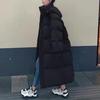Winter Women Streetwear Thermal Solid Coat Midi Parkas Loose Hoodies Long Sleeve Oversize Young Style All-match Down Jacket