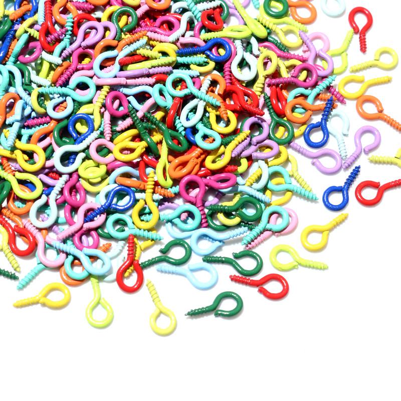 200Pcs/lot 8*4mm Colorful Small Tiny Mini Eye Pins Eyepins Hooks Eyelets Screw For DIY Jewelry Making Supplies Accessories