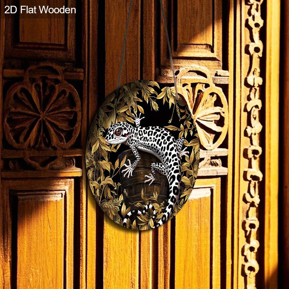 Vintage Gecko Design Wooden Sign for Garden Decor - Unique Decorative Plaque for Home, Tavern, Yard, Porch Decor