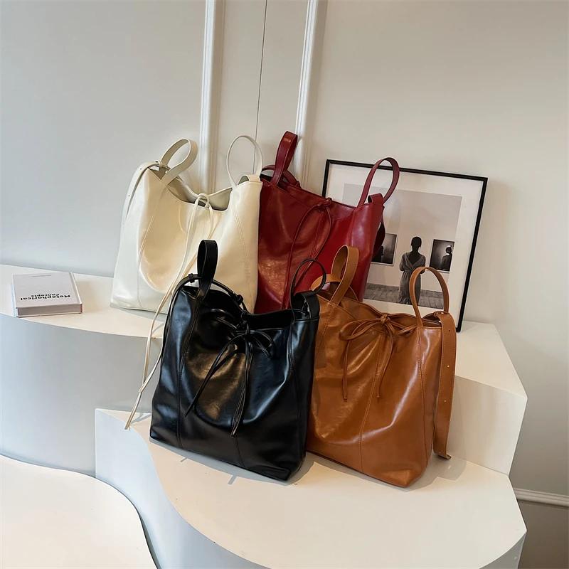 Large Capacity Women's Crossbody Bag High Quality  Solid Color Pu Design Ladies Shoulder Bag