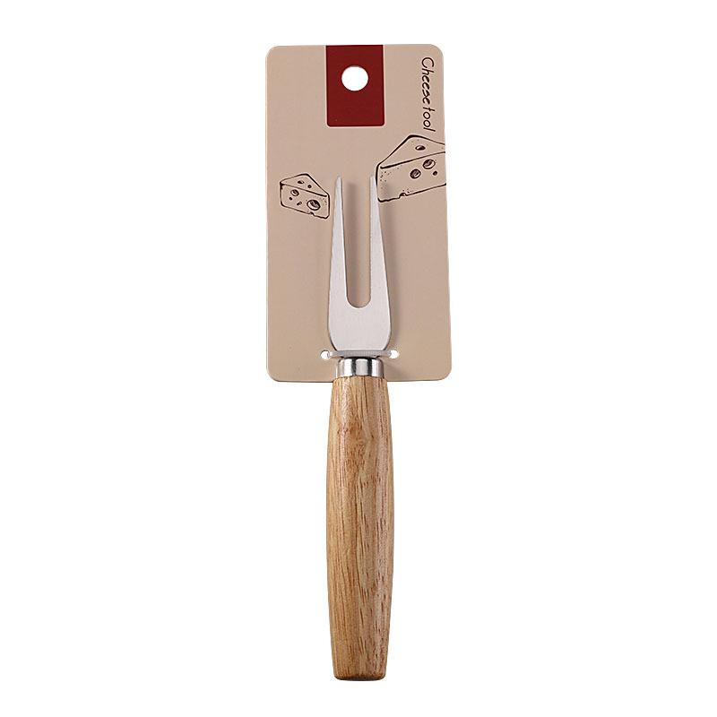 Rubber Wood & Stainless Steel Cheese Knife Set - Western Tableware with Knife, Fork, and Spoon
