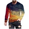 Men's Fashion Casual Printed Long Sleeve O-Neck Shirts Tops Blouse