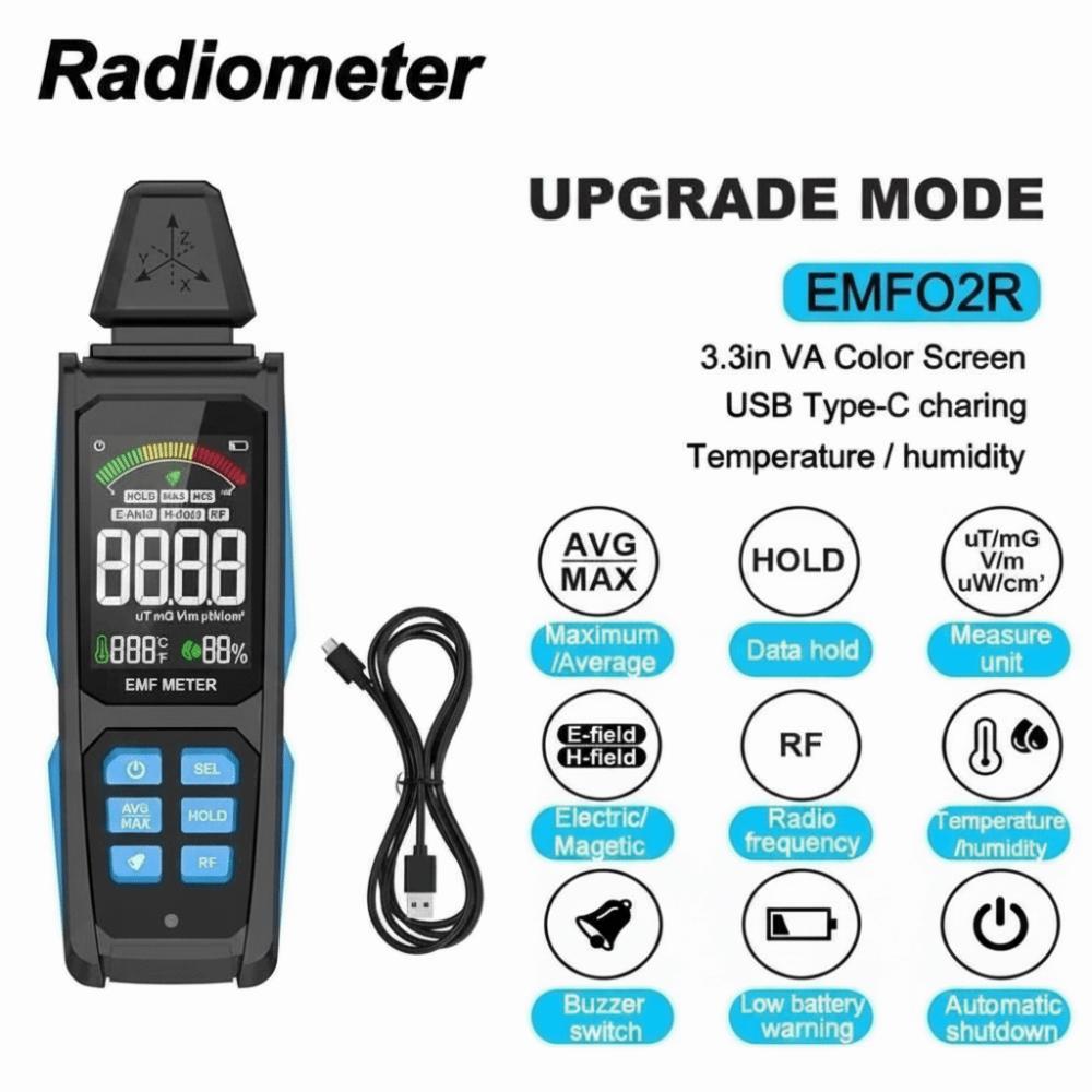 High Precision Electromagnetic Field Radiation Tester 30Mhz-8GHz EMF Gauss Meter Household