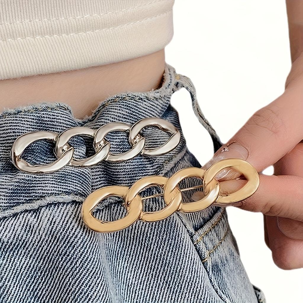 Versatile Waist Cinching Buckle for Jeans, Fashionable Alloy Adjustable Detachable No-Sew Button Belt, Shrink Waistband