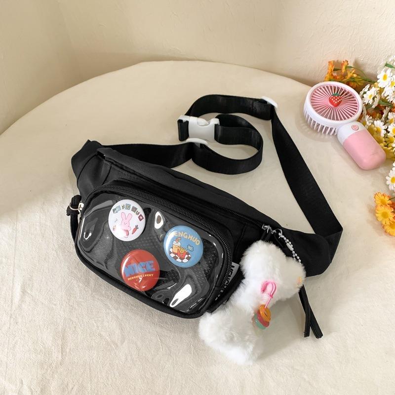 Transparent Badge Breast Bag Female, Niche Cute Girl Messenger Bag Student Sports Fanny Pack