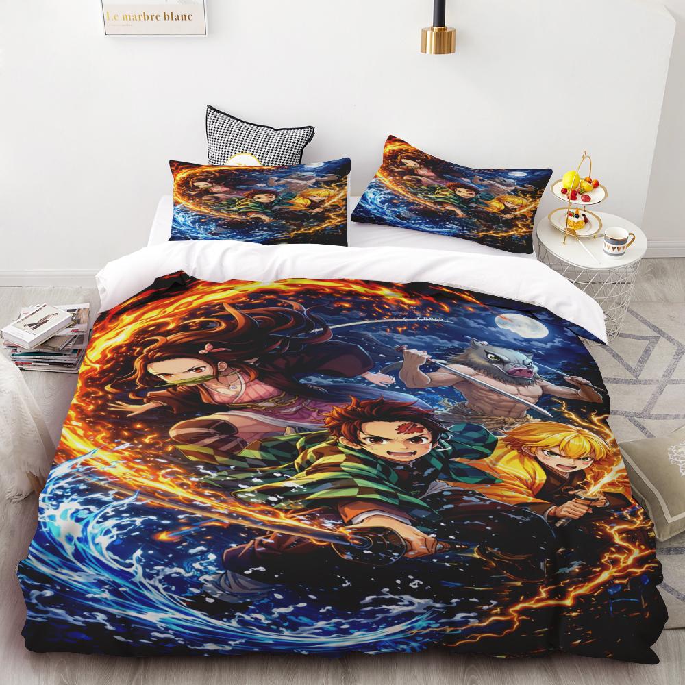 Duvet Cover Anime Demon Slayer Duvet Cover Comforter Bed Anime Polyester Bedding Set Duvet Cover Set Printed Cartoon Home Decor