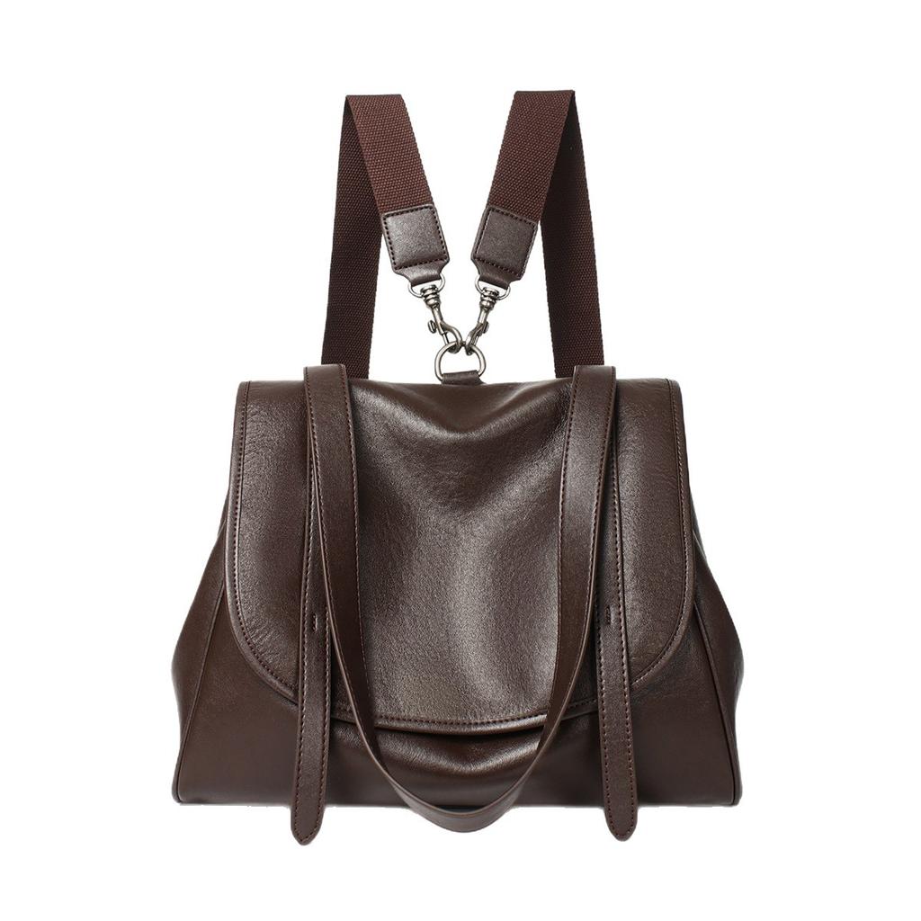 Genuine Leather Large-capacity Backpack, Fashionable Backpack, School-style Travel Shoulder Bag, Crossbody Bag