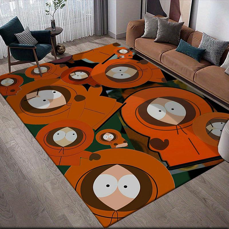 Kenny McCormick Flannel Printed Carpet, Home Sofa Decoration for Living Room & Bedroom, Non‑Slip Play Flannel Floor Mat for Game Room