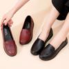 Fashion 2024 Four Seasons New Cowhide Soft Bottom Comfortable Wide Feet Mothers Shoe Middle-Aged Flat Heel Non-Slip Old Lady Women Shoes