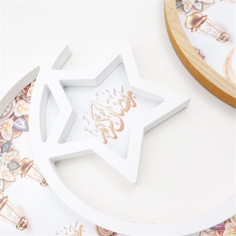 Elegant Serving Tray with Moon and Star Islamic Festival Snacks Fruit Display Plate Traditional Eid Table Decoration