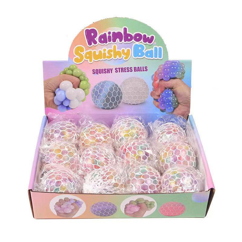Novelty Street Stall Grape Stress Ball with Colorful Beads – Squeeze for Fun and Relaxation