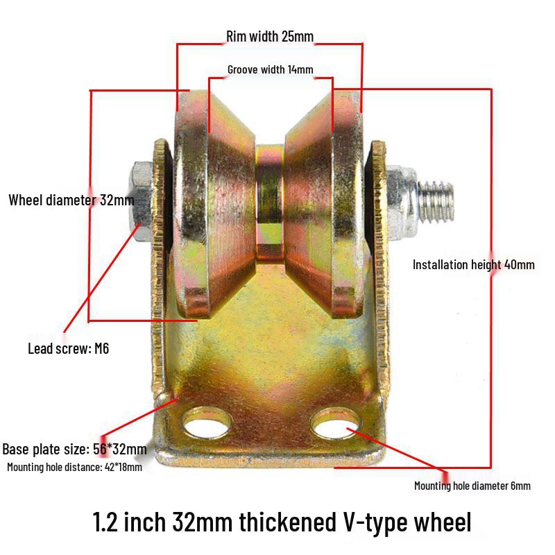 V, U, and H-Type Track Pulleys: Sliding Door V-Groove Wheels with Bracket