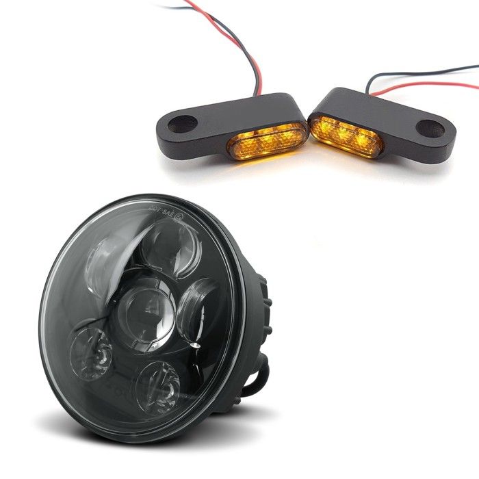 LED Headlight Set for Harley Dyna Street Bob + Handlebar Turn Signals