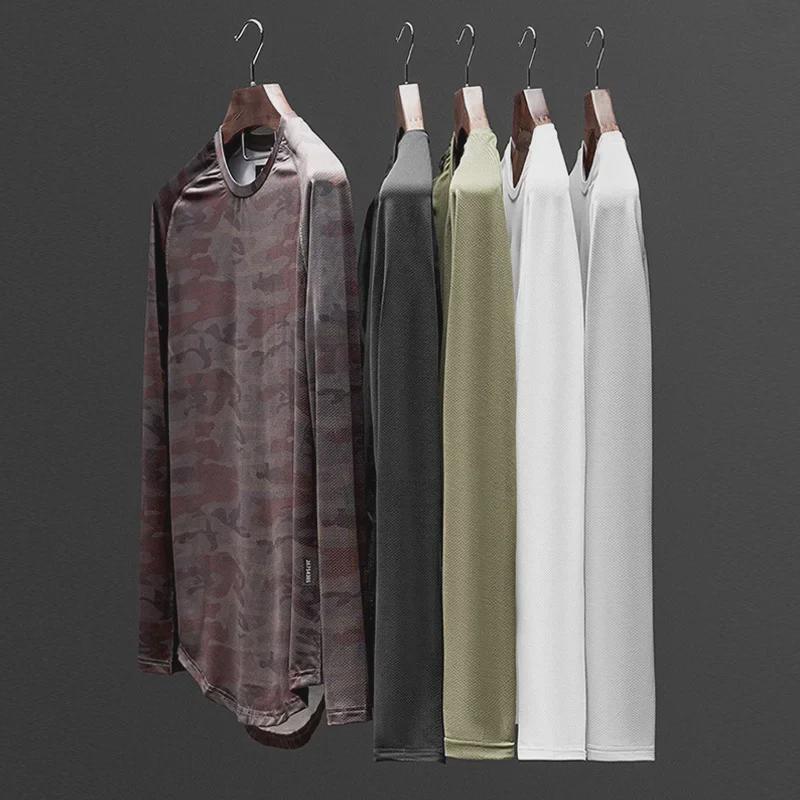 Men's Quick-Dry Mesh Raglan Long-Sleeve T-Shirt - Versatile for Spring & Autumn Fashion