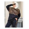 Damen-Doppel-Trainingsanzug-Set mit Leoparden-Details