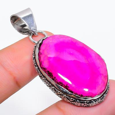 Natural Pink Solar Quartz Gemstone 925 Sterling Silver Pendant 1.97" M3n21