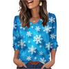 Women's Fashionable Casual Christmas Printed V-neck Top