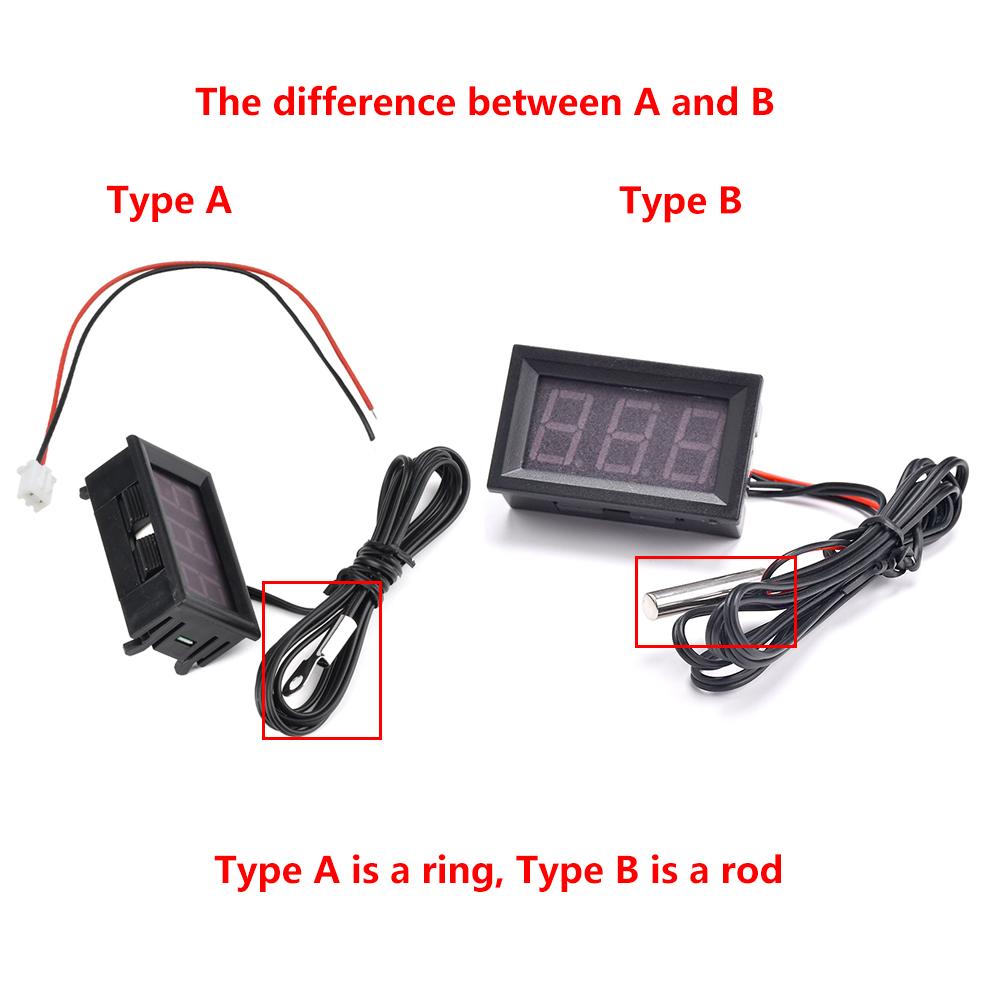 DC4-30V Mini Digital LED Thermometer for Car Temperature Monitor Panel Meter Measuring Range -50-120C with Temperature Probe