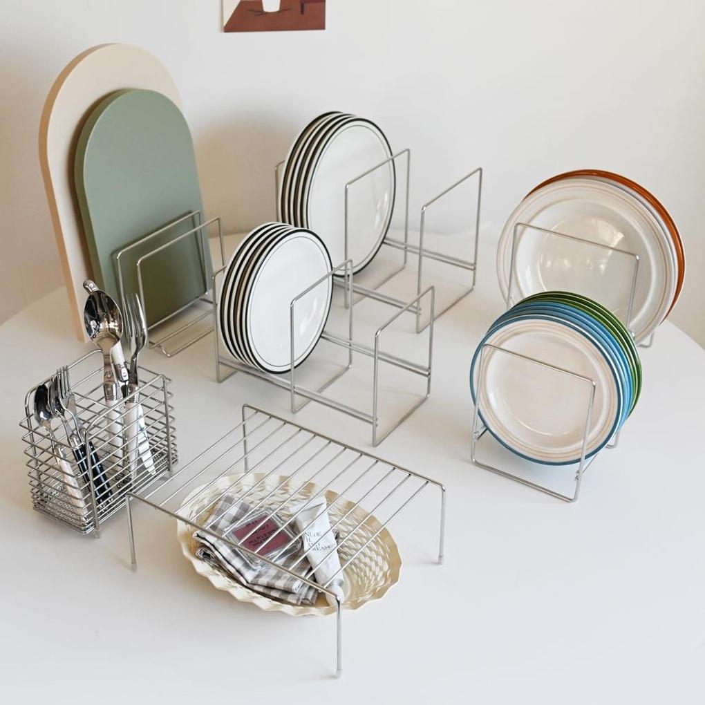 All-stainless steel modern spoon holder with 2 compartments