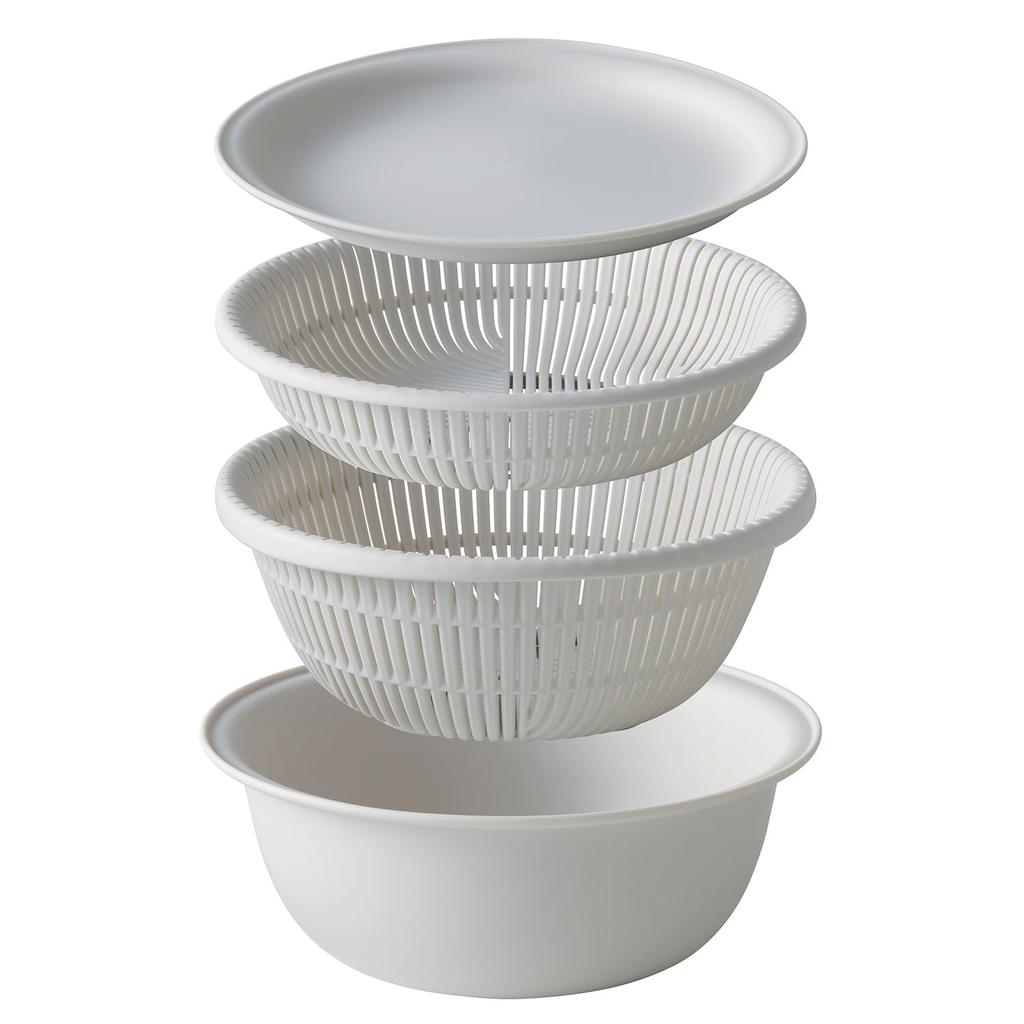 Marna Colander Bowl 18cm Set with Tray Marna Basics 4-Piece (Microwave Safe/Heat Resistant/Stackable) (Dishwasher Safe) -