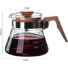 Glass Carafe Coffee, High Borosilicate Glass Coffee Pot V-Shaped Outlet Heatproof Mug Wooden Measuring Cups Coffee Carafe (600ml)