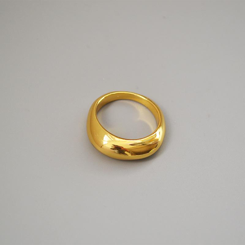 Gold-Plated Brass Minimalist French Style Arc Ring – Trendy Index Finger Jewelry