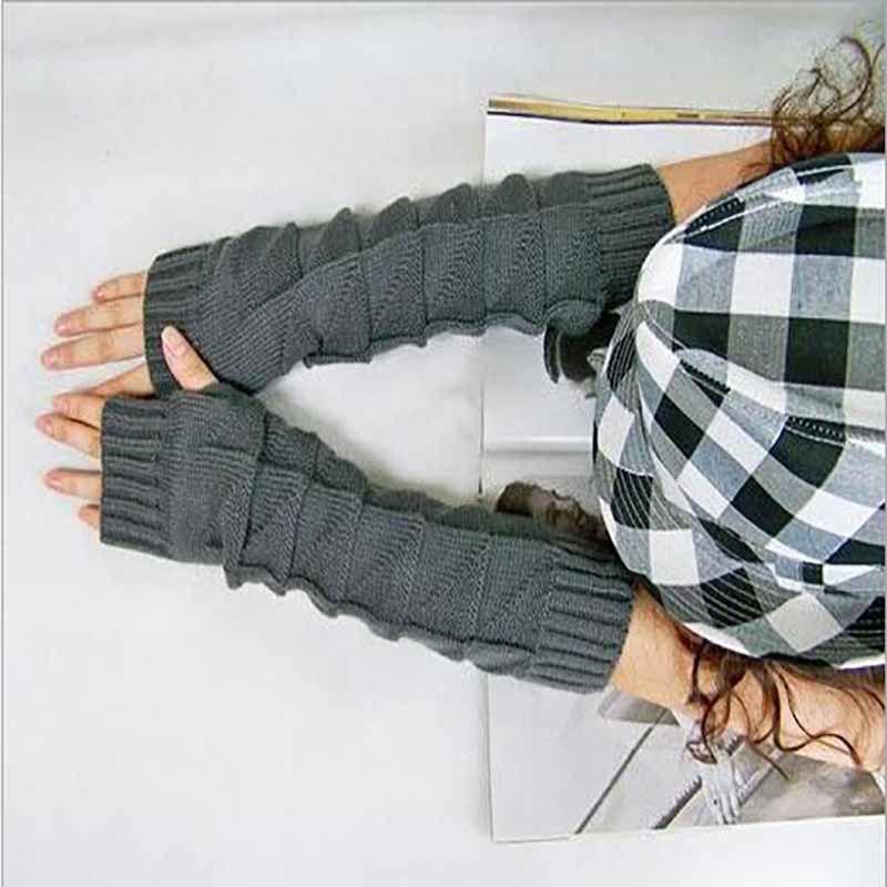 Chic Knitted Crochet Arm Warmers Long Fingerless Gloves For Trendy Women