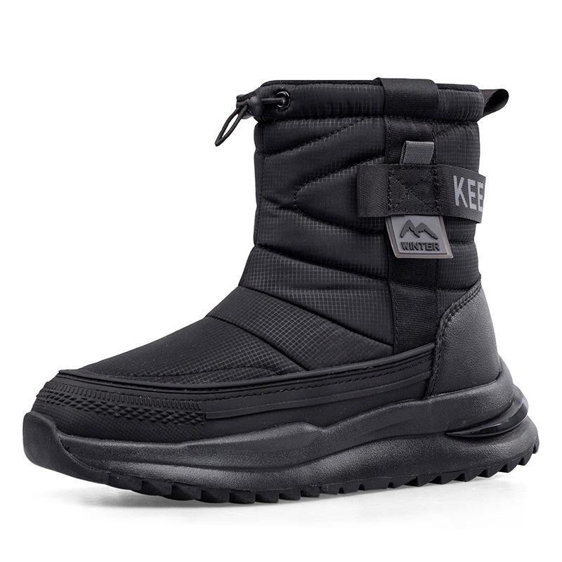 Unisex Winter Anti-Skid Snow Boots, Thickened Cotton, Plus Velvet, Warm, Short Style