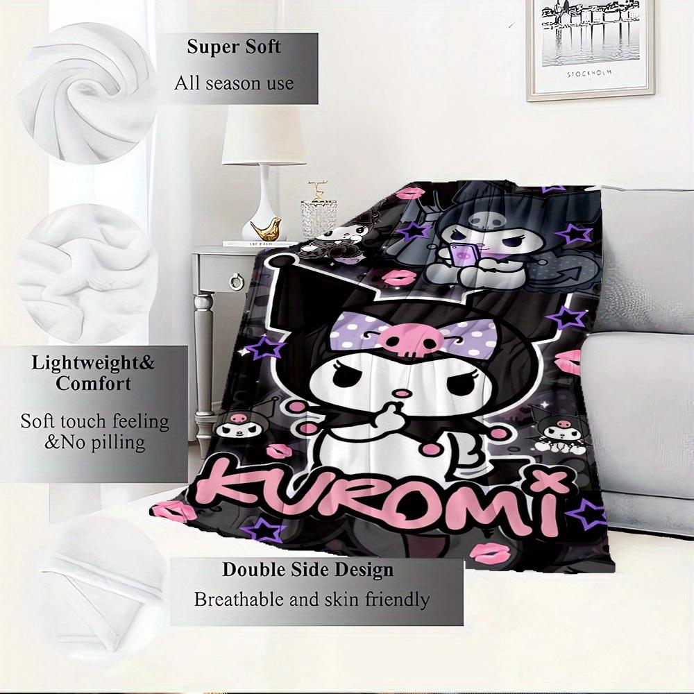 1pc Kuromi Cute Cartoon Character Home Decor Blanket - Seasonal Universal Comfortable Washable Gift for All Ages, Perfect for All Family, Av