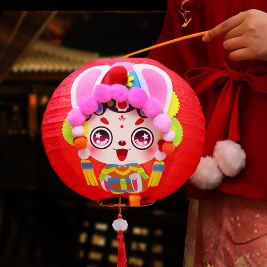 DIY Lantern Kit with Soft Light LED Bulb Rabbit Design Mid-Autumn Festival Lantern Material Pack Parent-Child Fun Crafting Set