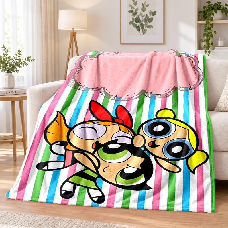 The Powerpuff Girls Flannel Throw Blanket Soft Warm Cozy For Sofa Bed Indoor Home Bedroom Use