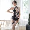 Sexy Classical Elegance Chinese Cheongsam Temptation Maid Servant Cosplay Uniform Erotic Net Stocking Backless Underwear Lingeri