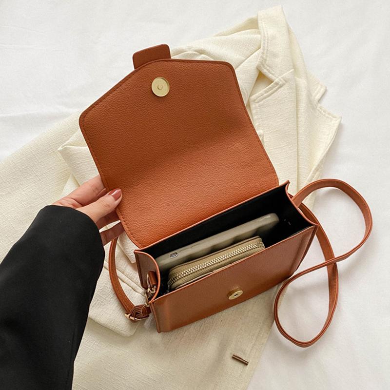 Bolsa transversal de couro sintético da moda para mulheres, cor sólida, versátil, bolsa de ombro mensageiro para passeios e viagens