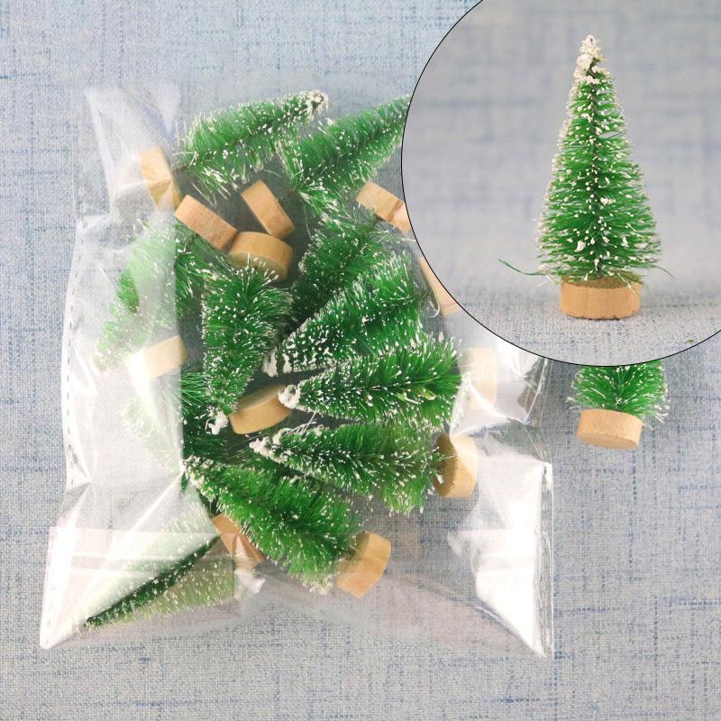 12 Pieces of Snow Frost Pine Desktop Mini Christmas Tree Sisal Decoration Beautiful Gift