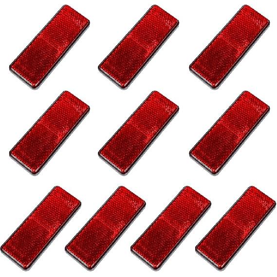 10 Pack Safety Reflectors Red Self Adhesive Rectangle Reflector For Mailboxes Trailer Caravan Truck Lorry Or Agricultural Machines