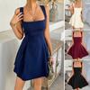 Cross-border 2026 Spring and Summer New Solid Color Dress European and American Elegant Style Suspender Short Skirt Women's Vacation Style