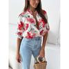 Nueva blusa holgada de manga tres cuartos con estampado y botonadura sencilla para mujer, colección primavera-verano.