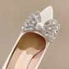 Lucyever Luxury Rhinestone High Heels Pumps Women Fashion Bowknot Party Wedding Shoes Woman Sexy Pointed Toe Stiletto Pumps Lady