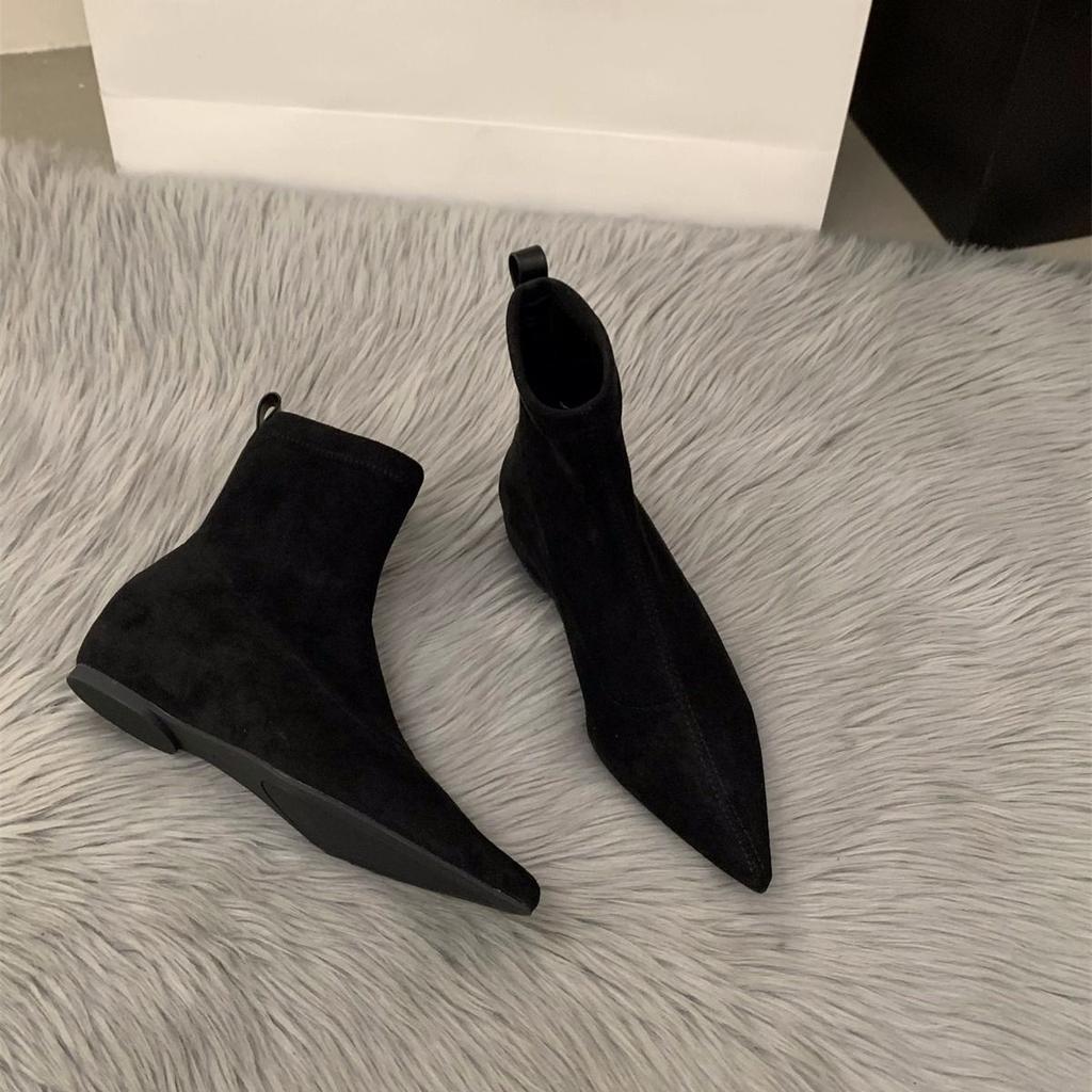 Pointed feet thin boots niche soft-soled socks boots celebrity sense design comfortable wind short boots are not tired