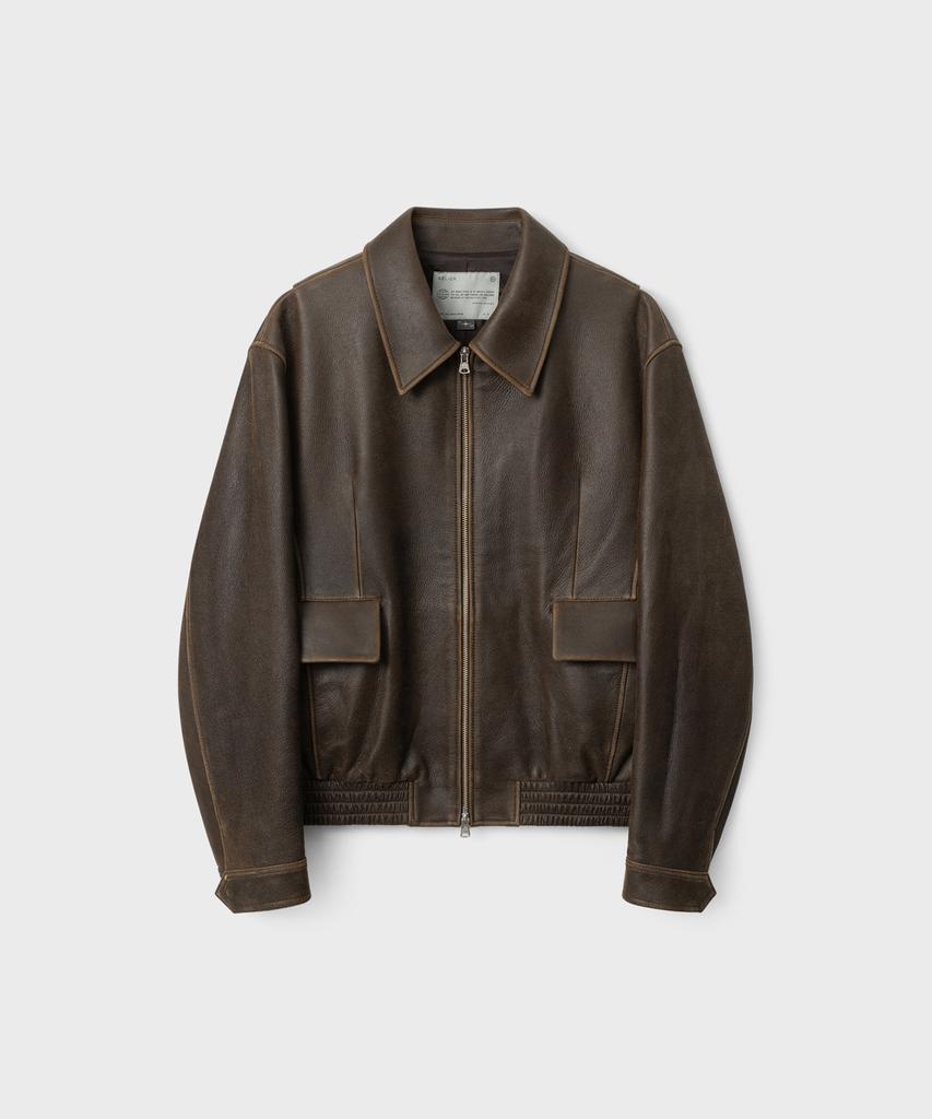 Belier Diagonal Leather Blouson - Vintage Brown