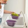 Space Saving Kitchen Organizer for Vegetables Double Layer Drain Basket, Fruit And Vegetable Washing Bowl, Transparent Bowl with Holes PET Fine