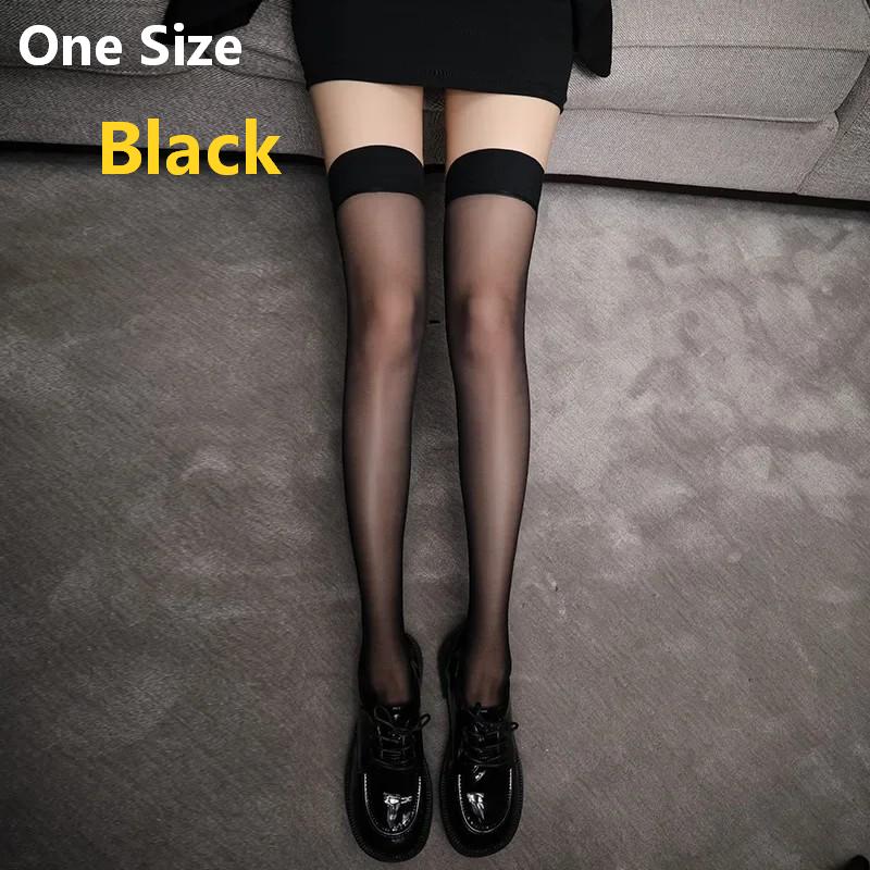 1/S Black Stockings Sexy Black Silk Summer Thin Over The Knee Lace Black Mid Length Half Cut Romantic Socks Over The Knee